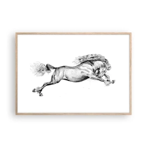 Poster in light oak frame - Stopped at a Gallop - 100x70 cm