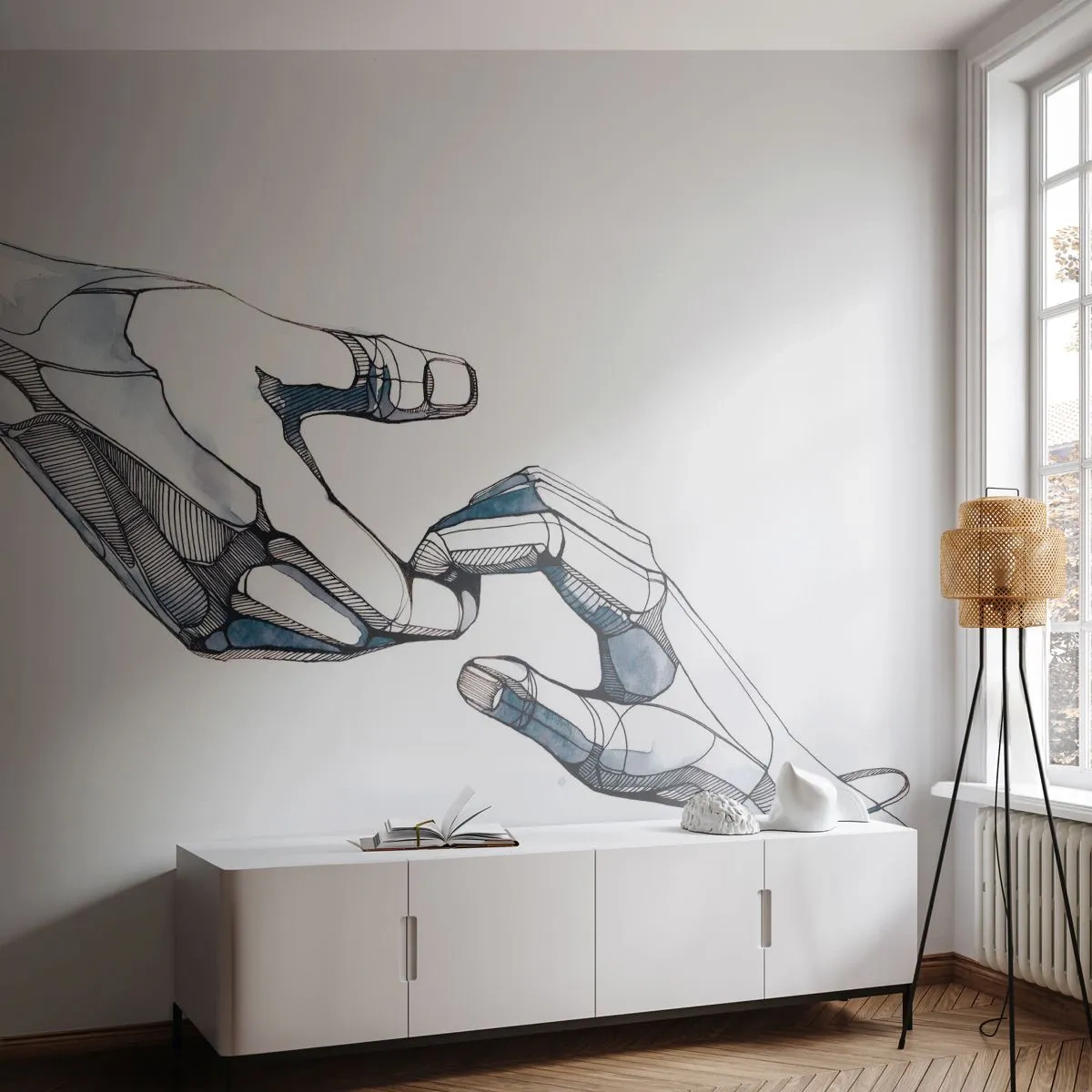 Photo Wallpaper Premium Canvas - Good Gesture - Abstraction, Hands, Graphics - 350x256 cm