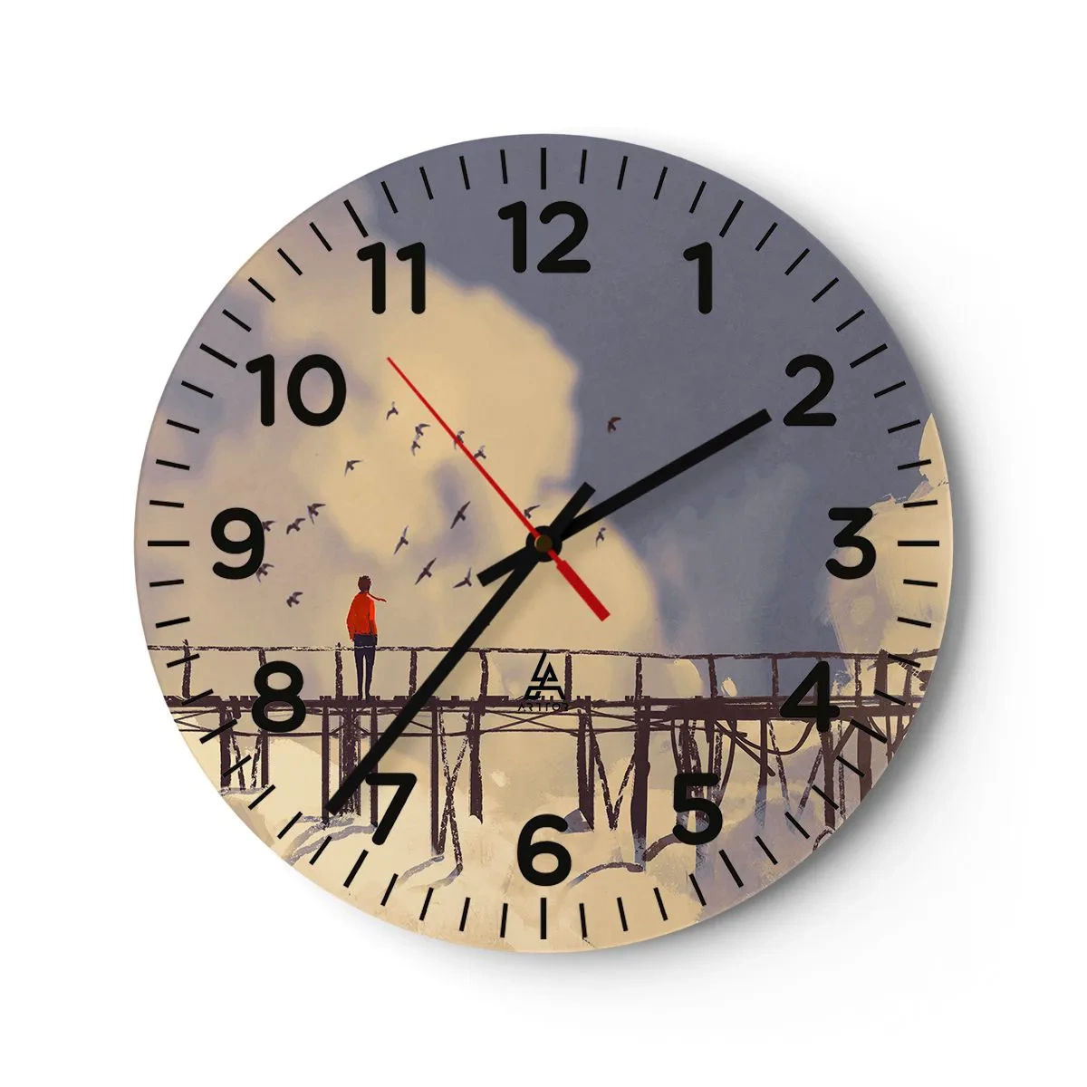 Wall clock - Clock on glass - Blue Longing - 40x40 cm