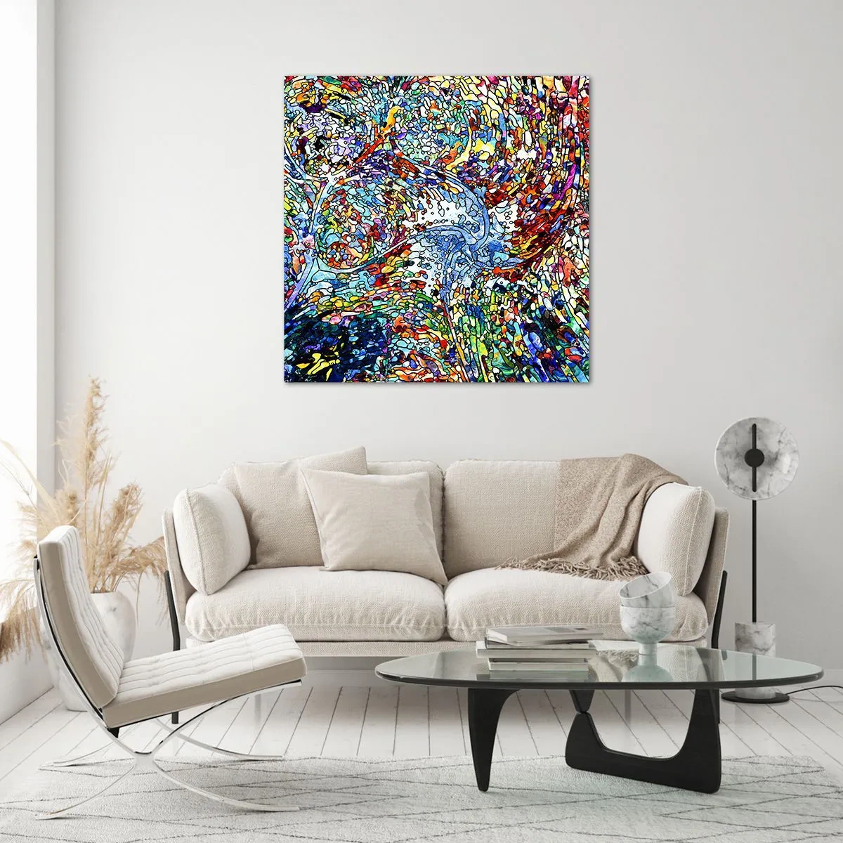 Glass picture - Stained Glass with Drops - 50x50 cm