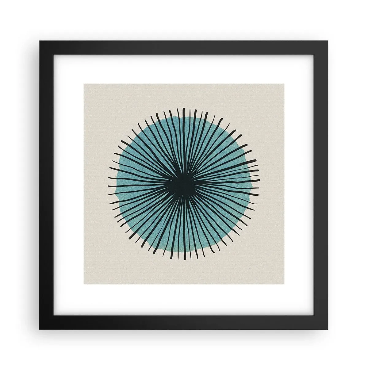 Poster in black frame - Rays on Blue - 30x30 cm