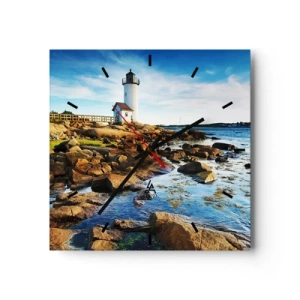 Wall clock - Clock on glass - Be Home Safe, I Am Waiting - 40x40 cm