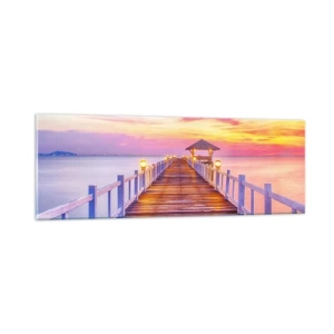 Glass picture - Lilac and Gold Silence of an Evening - 90x30 cm