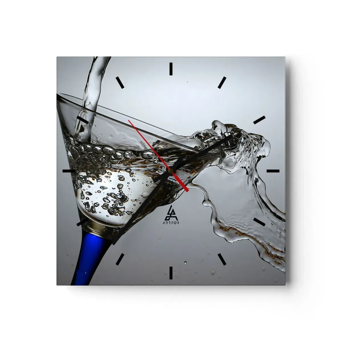 Wall clock - Clock on glass - Crystal Clear Water in a Crystal Glass - 40x40 cm
