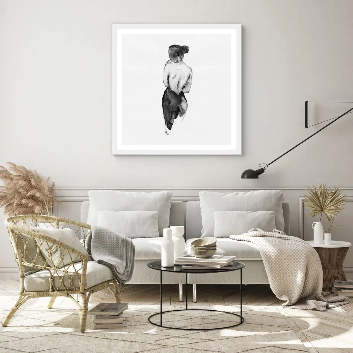 Poster in white frmae - By Her Side the World Disappears - 30x30 cm