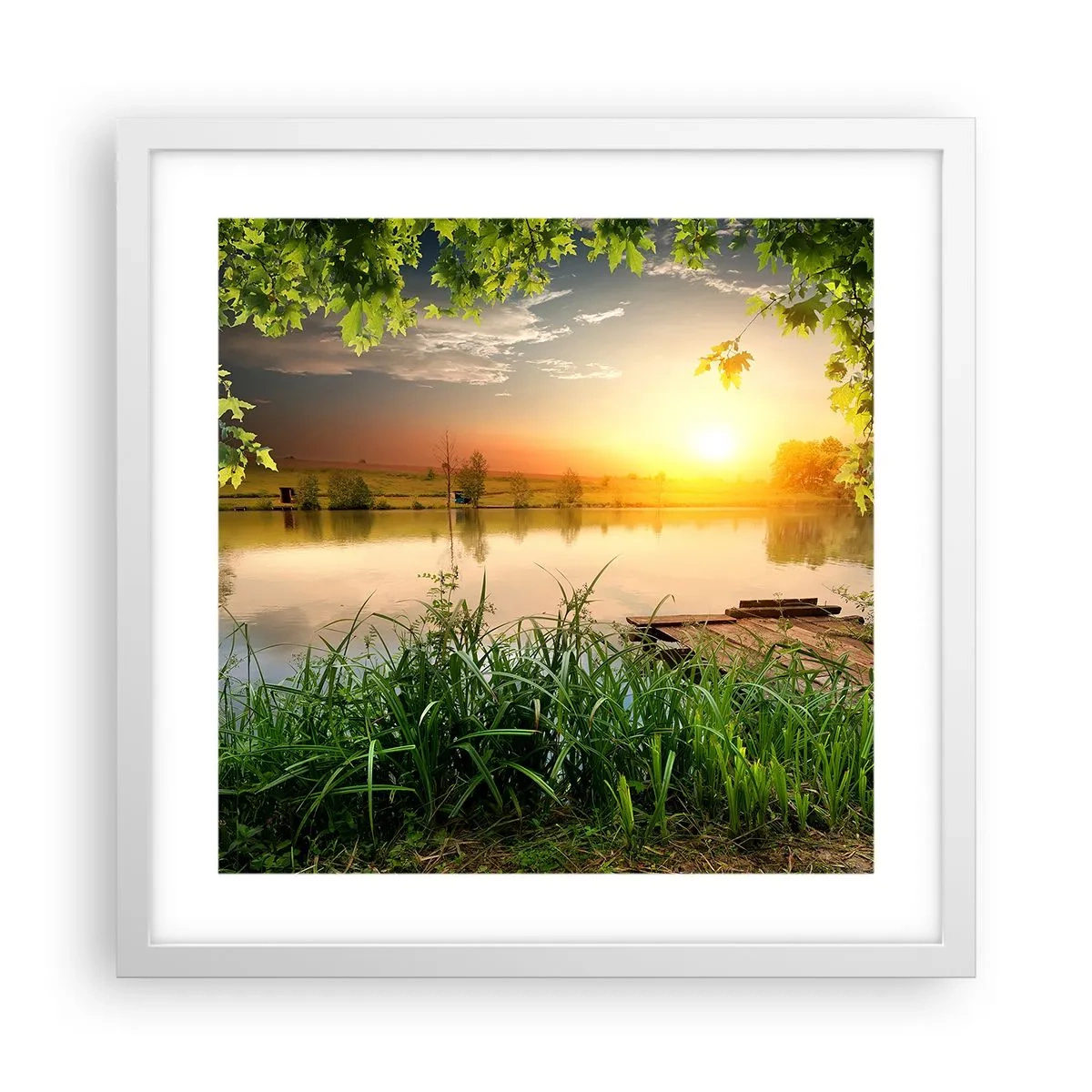 Poster in white frmae - Landscape in a Green Frame - 40x40 cm
