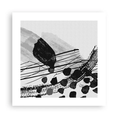 Poster - Black and White Organic Abstraction - 40x40 cm