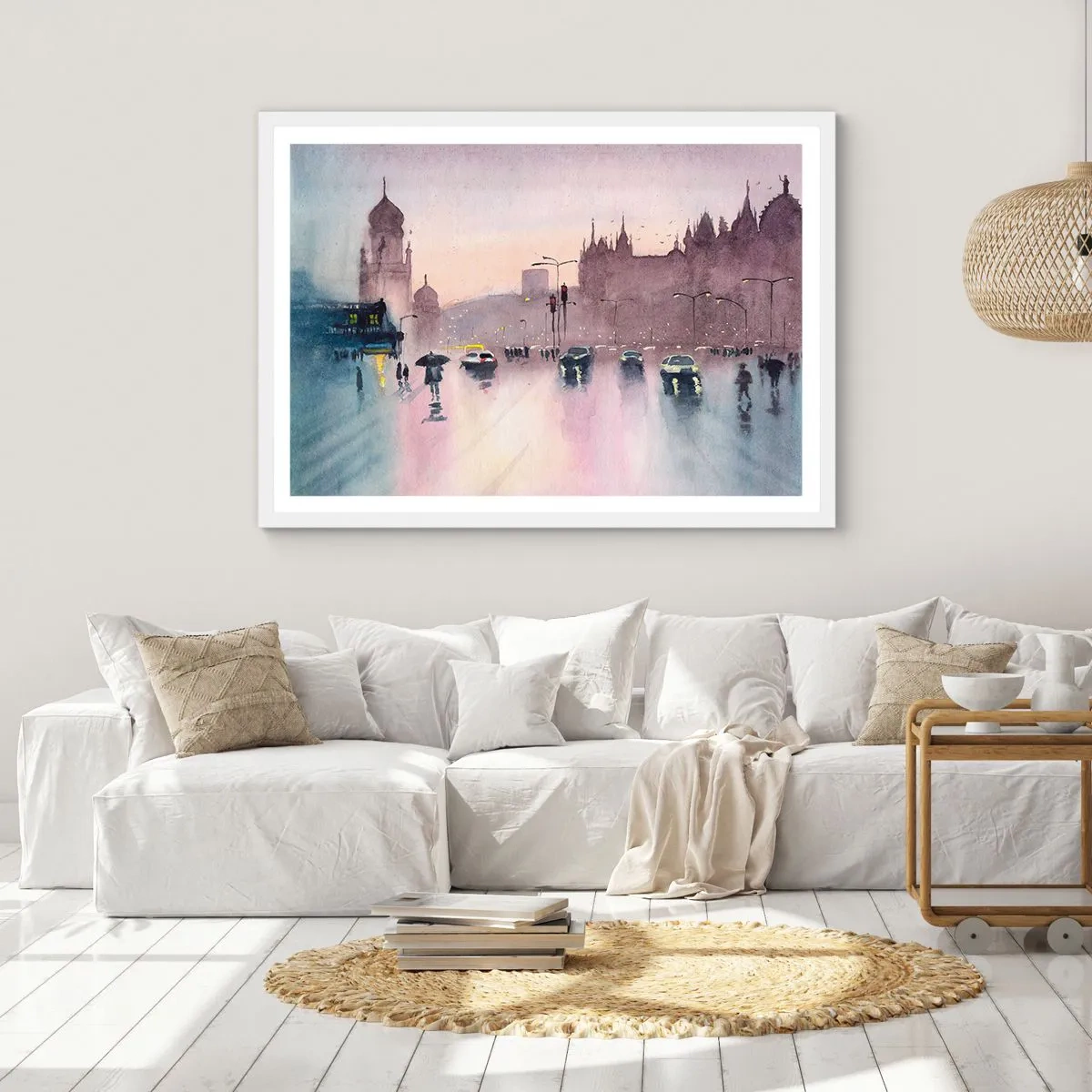 Poster in white frmae - In a Rainy Fog - 91x61 cm