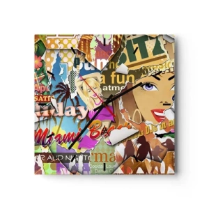 Wall clock - Clock on glass - Holiday Flashbacks - 40x40 cm