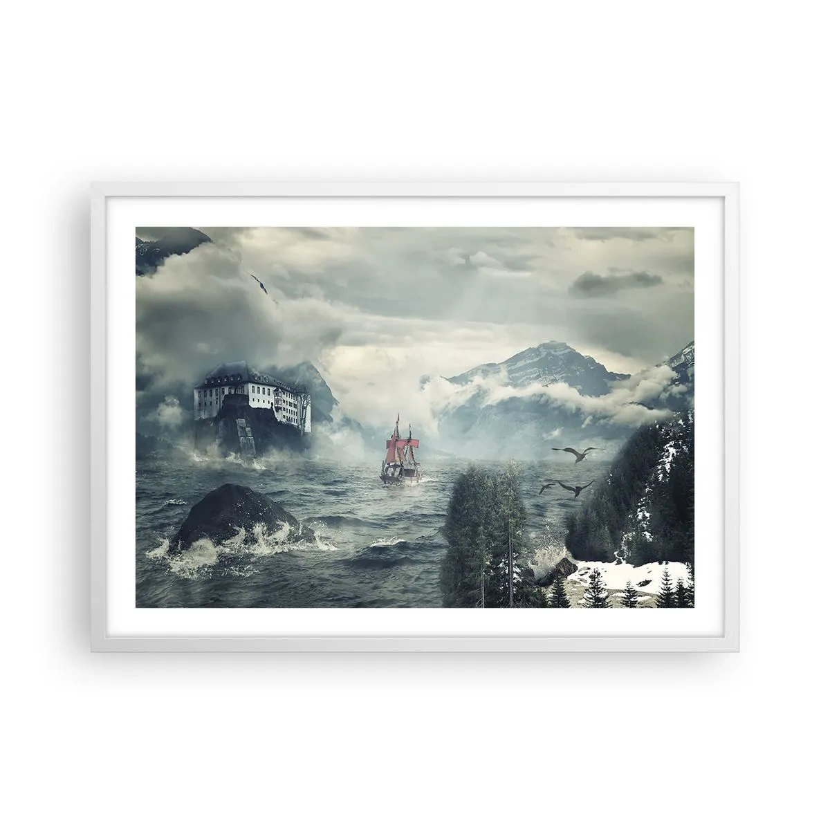 Poster in white frmae - On Magical Waters - 70x50 cm