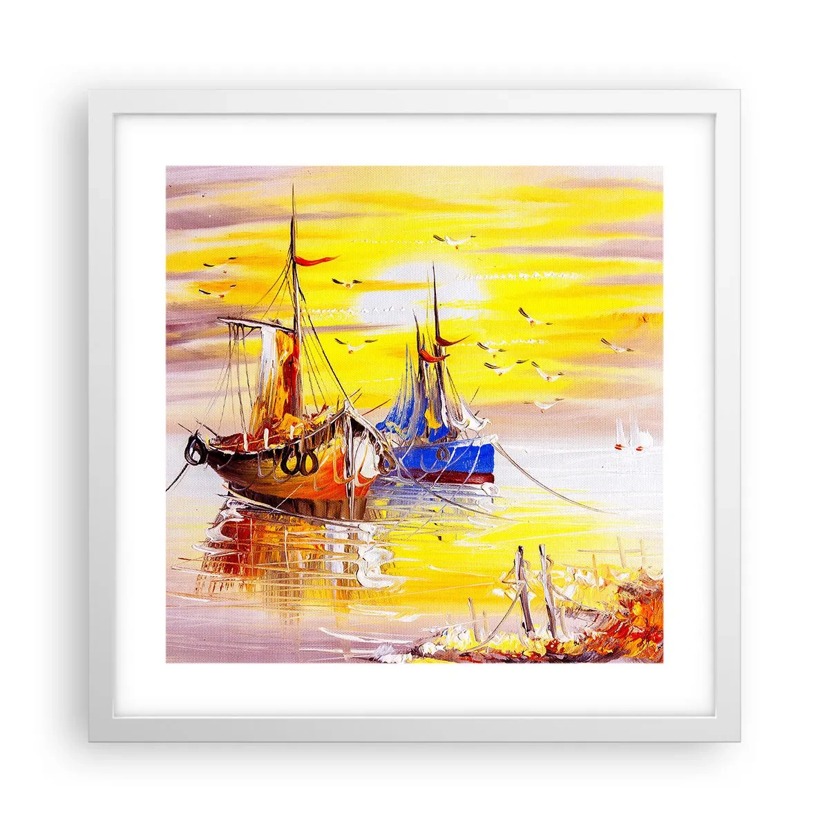 Poster in white frmae - Deserved Rest in Port - 40x40 cm