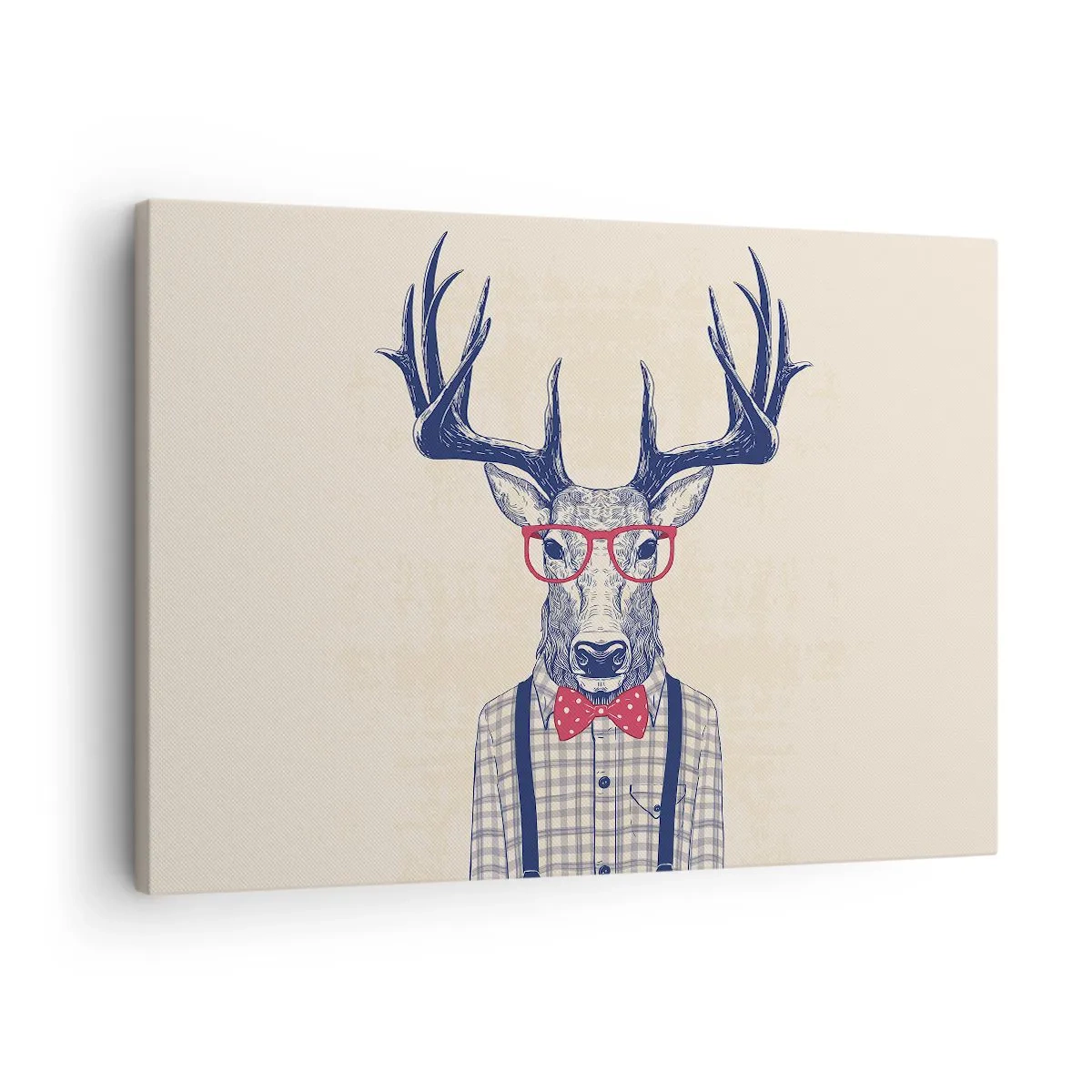 Canvas picture - Stylized graphic of a deer wearing glasses and a bow tie - 70x50cm - Fun Extravagance - Modern wall decoration for the living room and bedroom ARTTOR