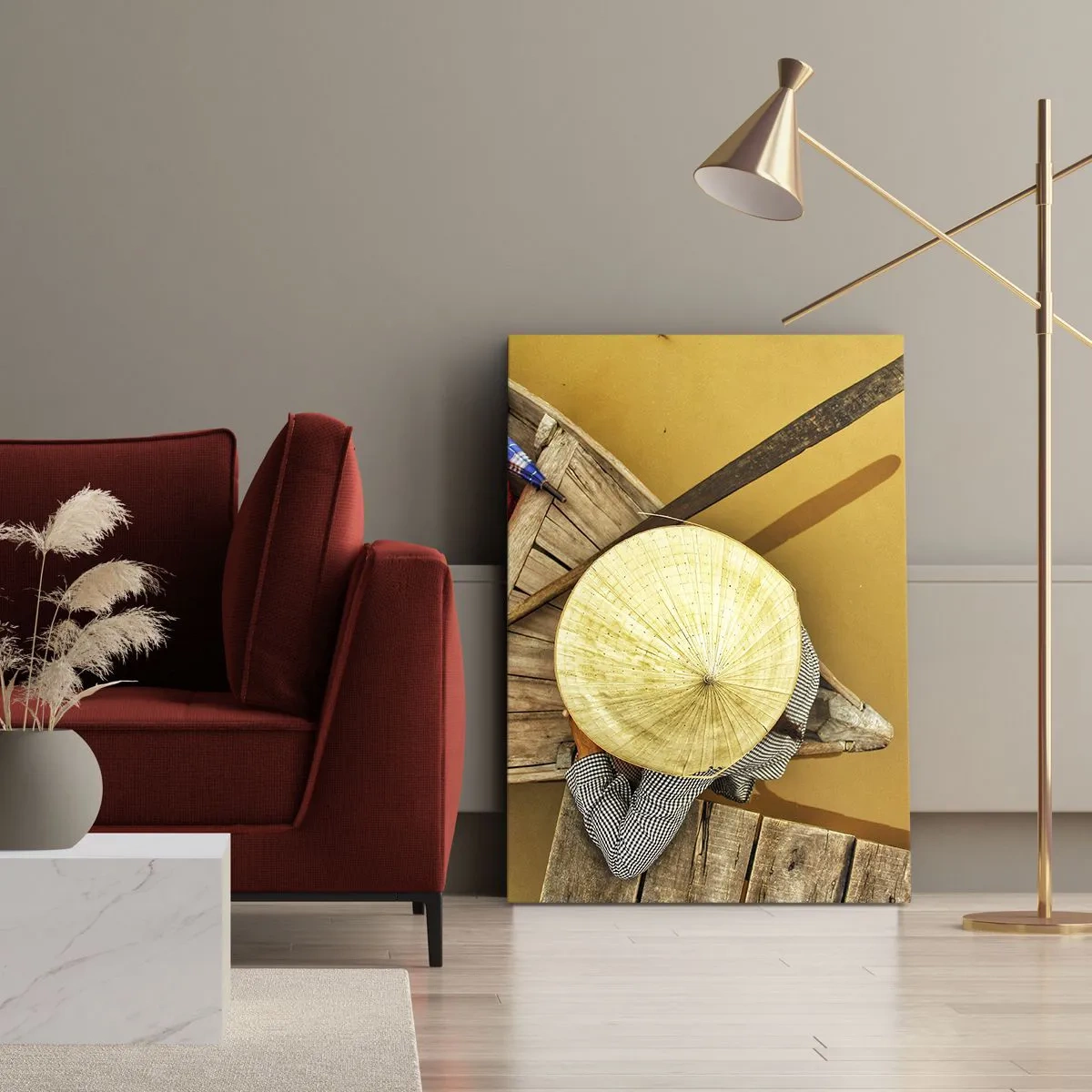 Canvas picture - Life on a Yellow River - 55x100 cm