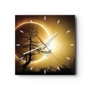 Wall clock - Clock on glass - Total Eclipse - 40x40 cm