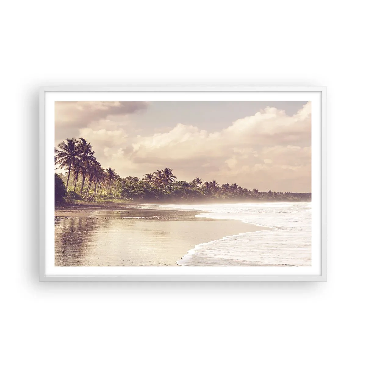 Poster in white frmae - Caress of the Waves - 91x61 cm