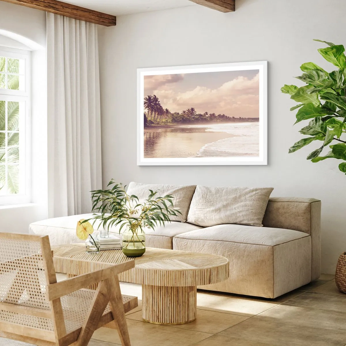 Poster in white frmae - Caress of the Waves - 100x70 cm