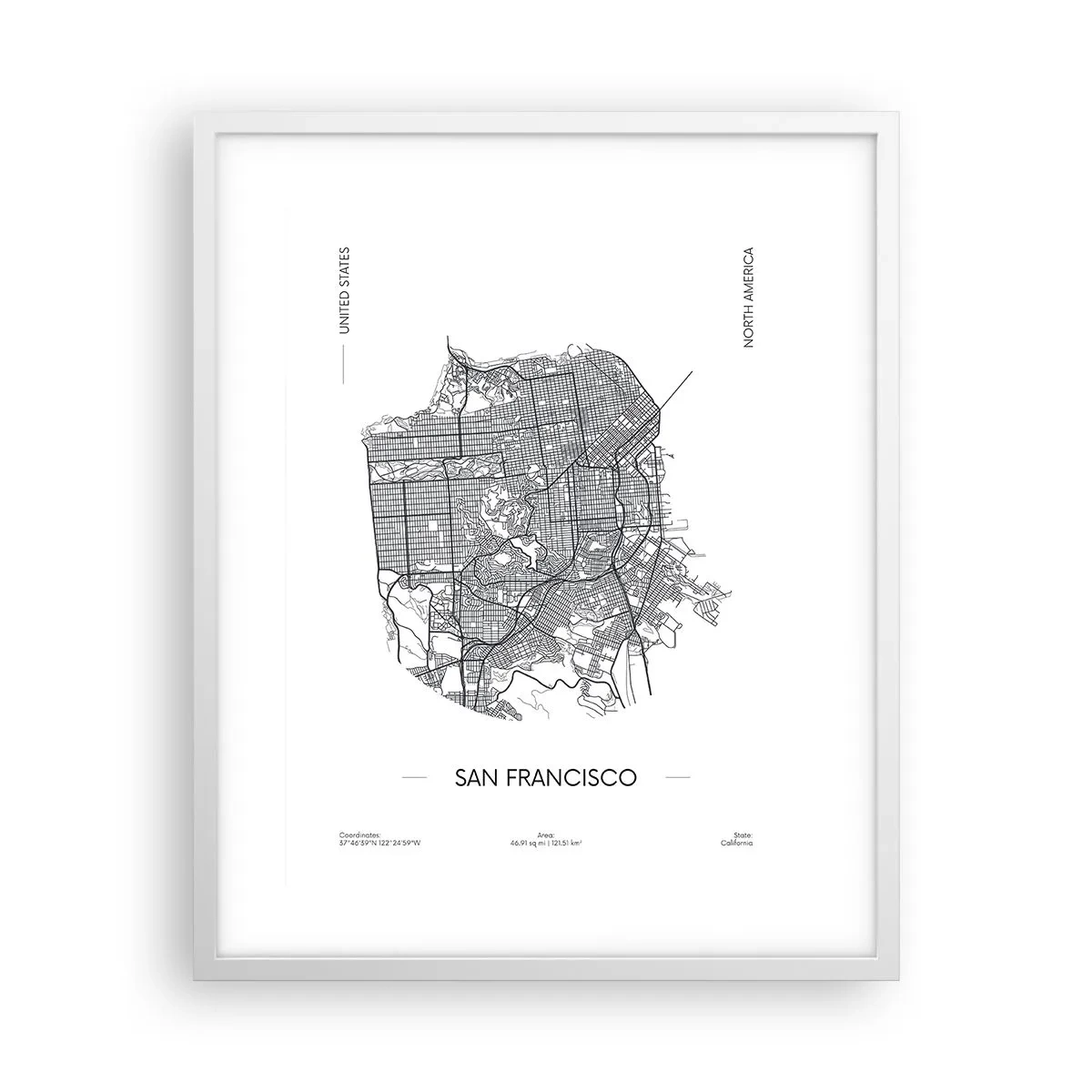 Poster in white frmae - Anatomy of San Francisco - 40x50 cm
