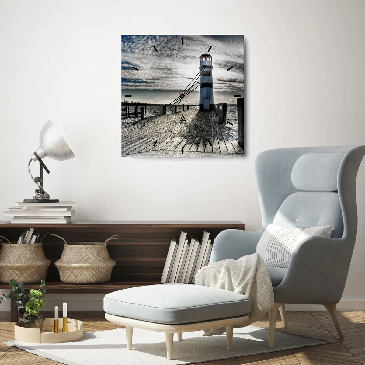 Wall clock - Clock on glass - Sailors, I am Waiting for You - 40x40 cm