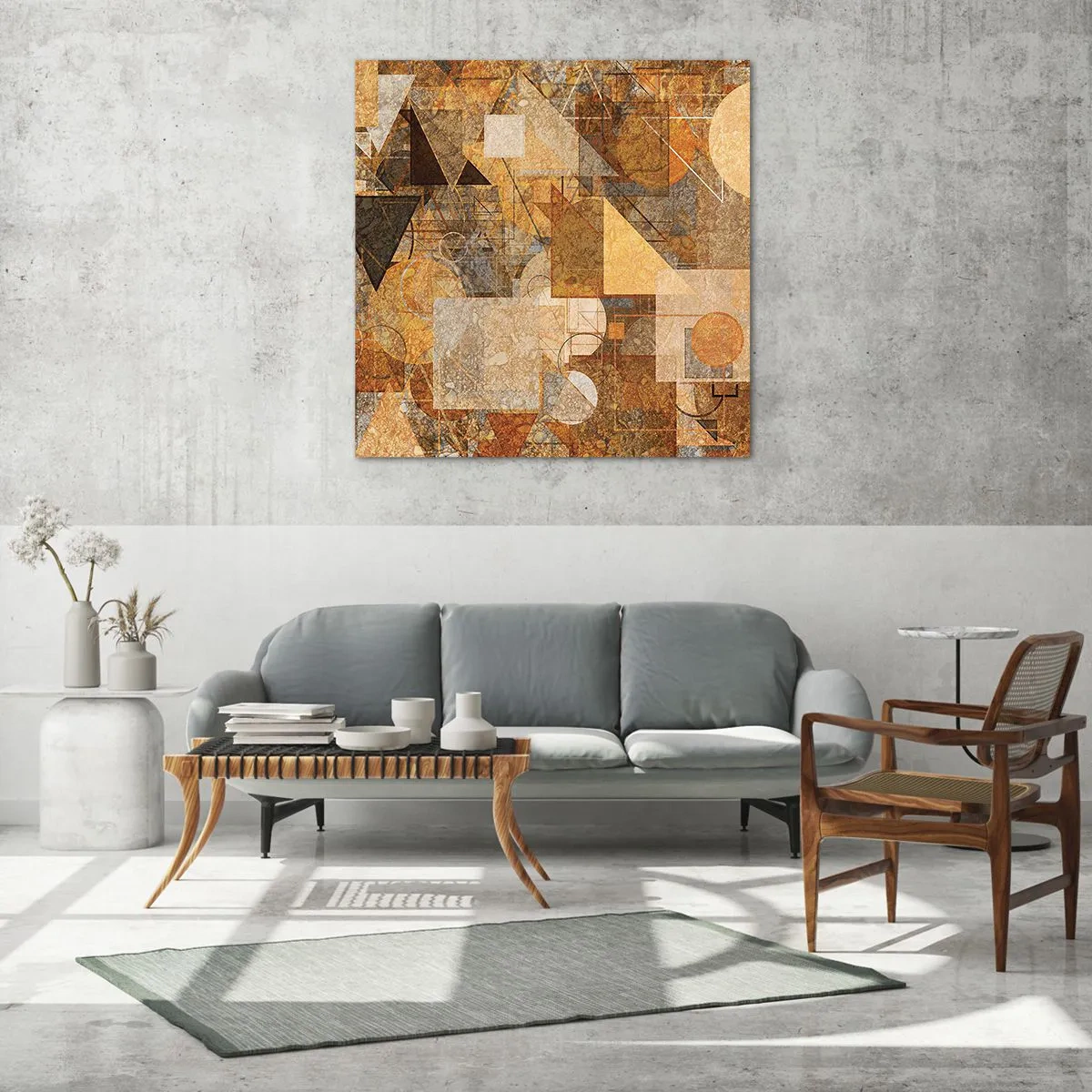 Glass picture - Cubist Study in Brown - 60x60 cm