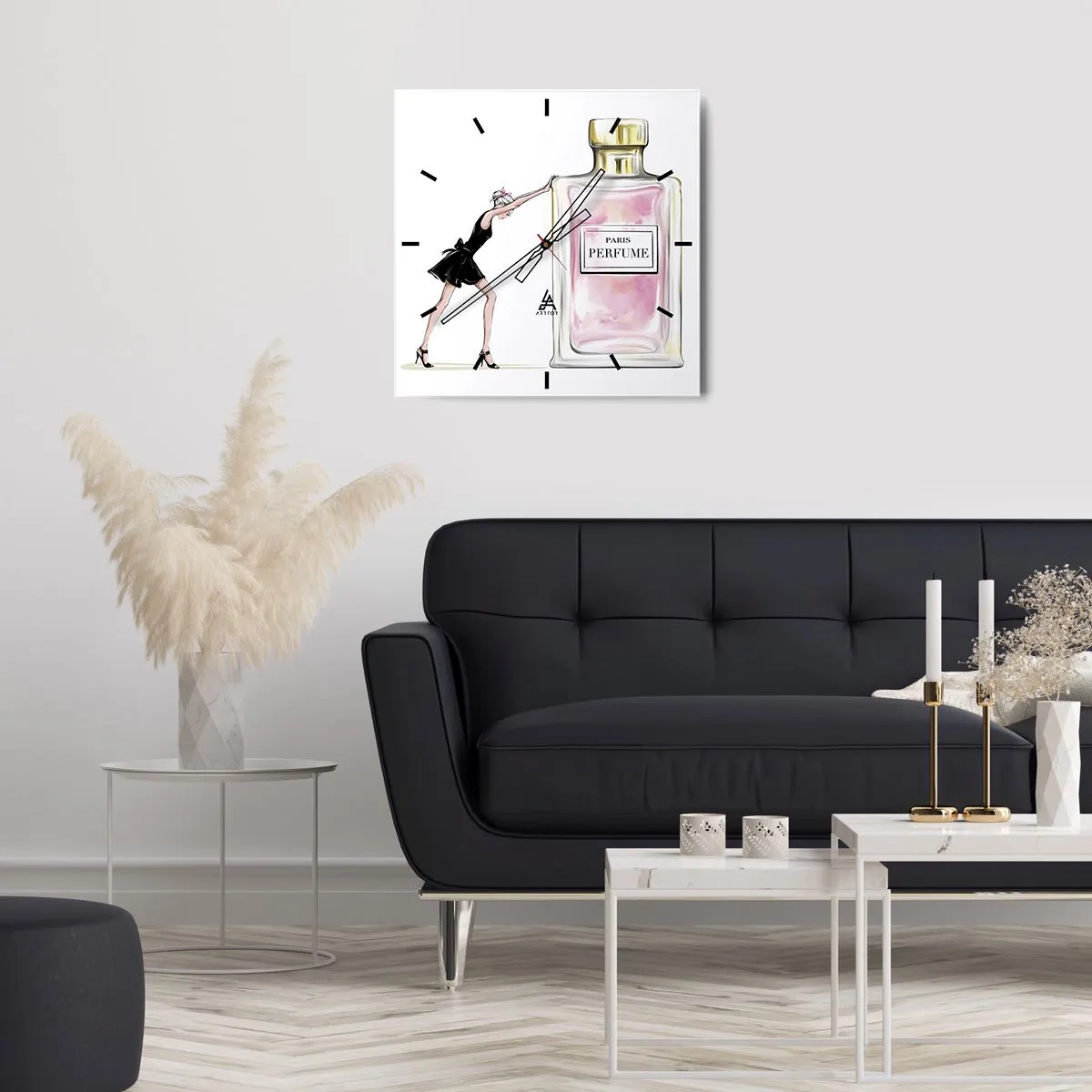 Wall clock - Clock on glass - The Essence of Womanhood - 40x40 cm