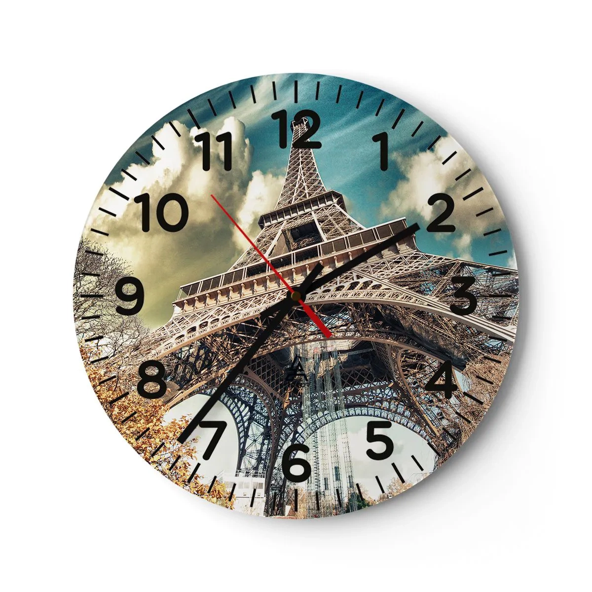 Wall clock - Clock on glass - And in Autumn in Paris… - 30x30 cm