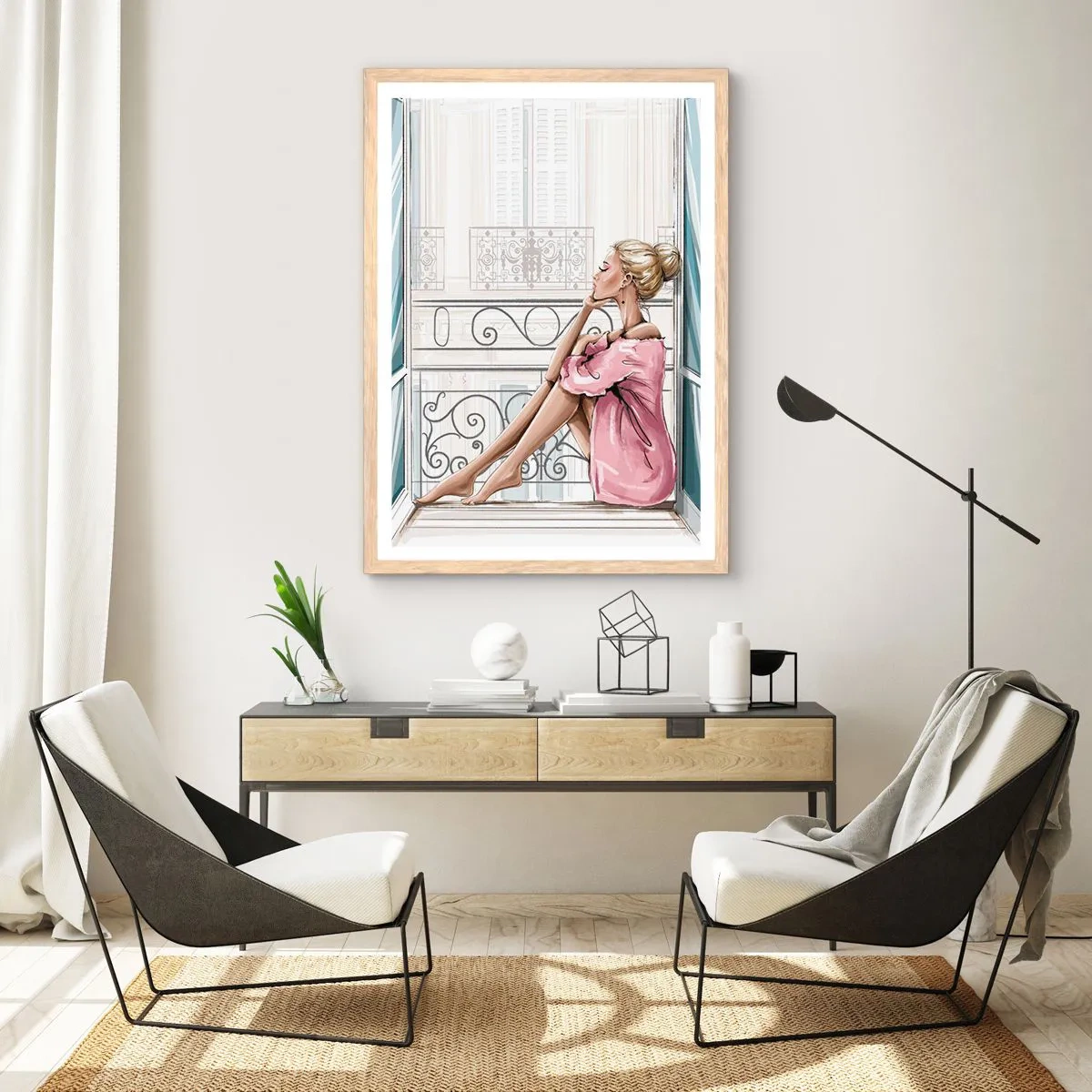 Poster in light oak frame - Morning in Paris - 61x91 cm