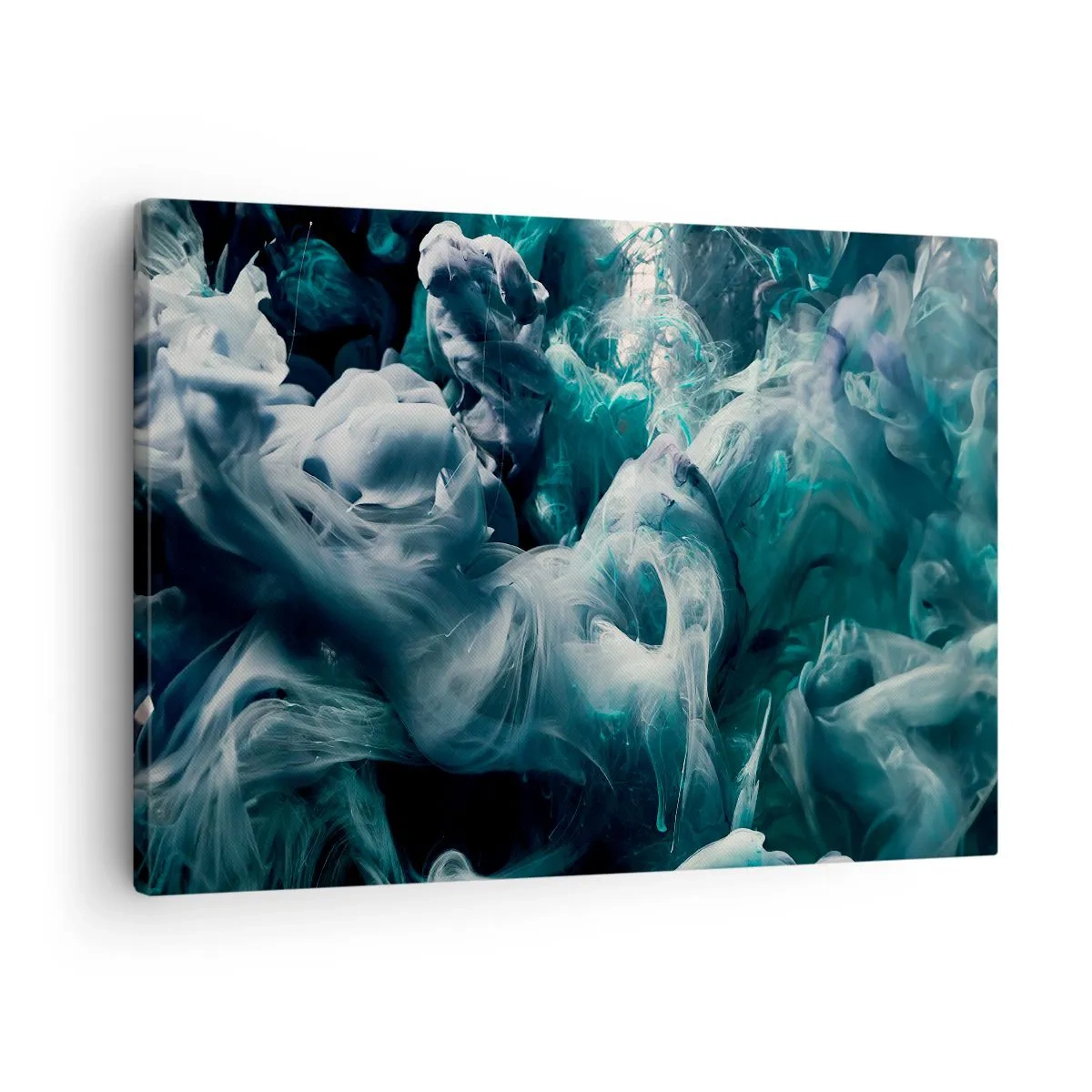 Canvas picture - Dynamic abstract waves in shades of blue and white - 70x50cm - Movement of Colour - Modern wall decoration for the living room and bedroom ARTTOR