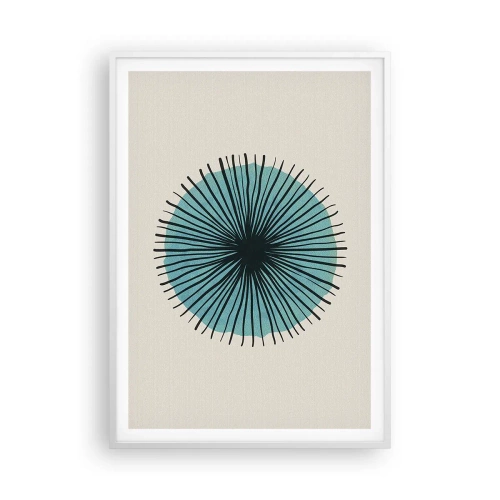 Poster in white frmae - Rays on Blue - 70x100 cm