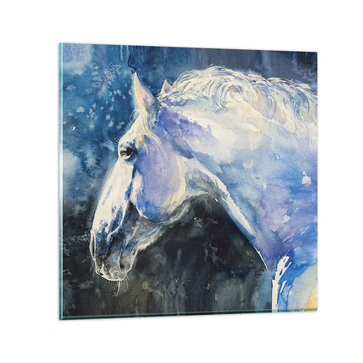 Glass picture - Portrait in Blue Light - 60x60 cm