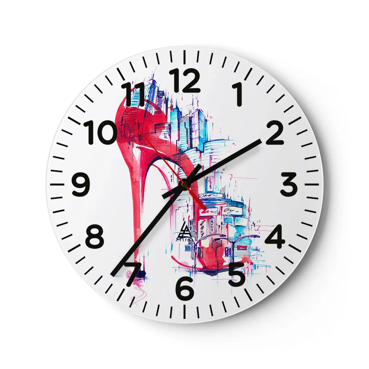 Wall clock - Clock on glass - Big City Elegance - 30x30 cm