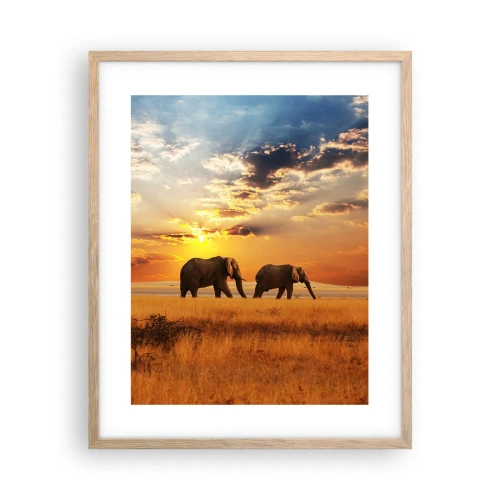 Poster in light oak frame - Family Walk - 40x50 cm