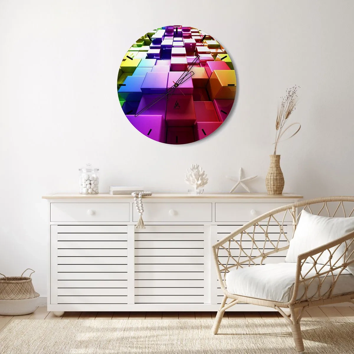 Wall clock - Clock on glass - Optical Harmony - 40x40 cm