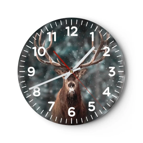 Wall clock - Clock on glass - King of Forest Crowned - 30x30 cm