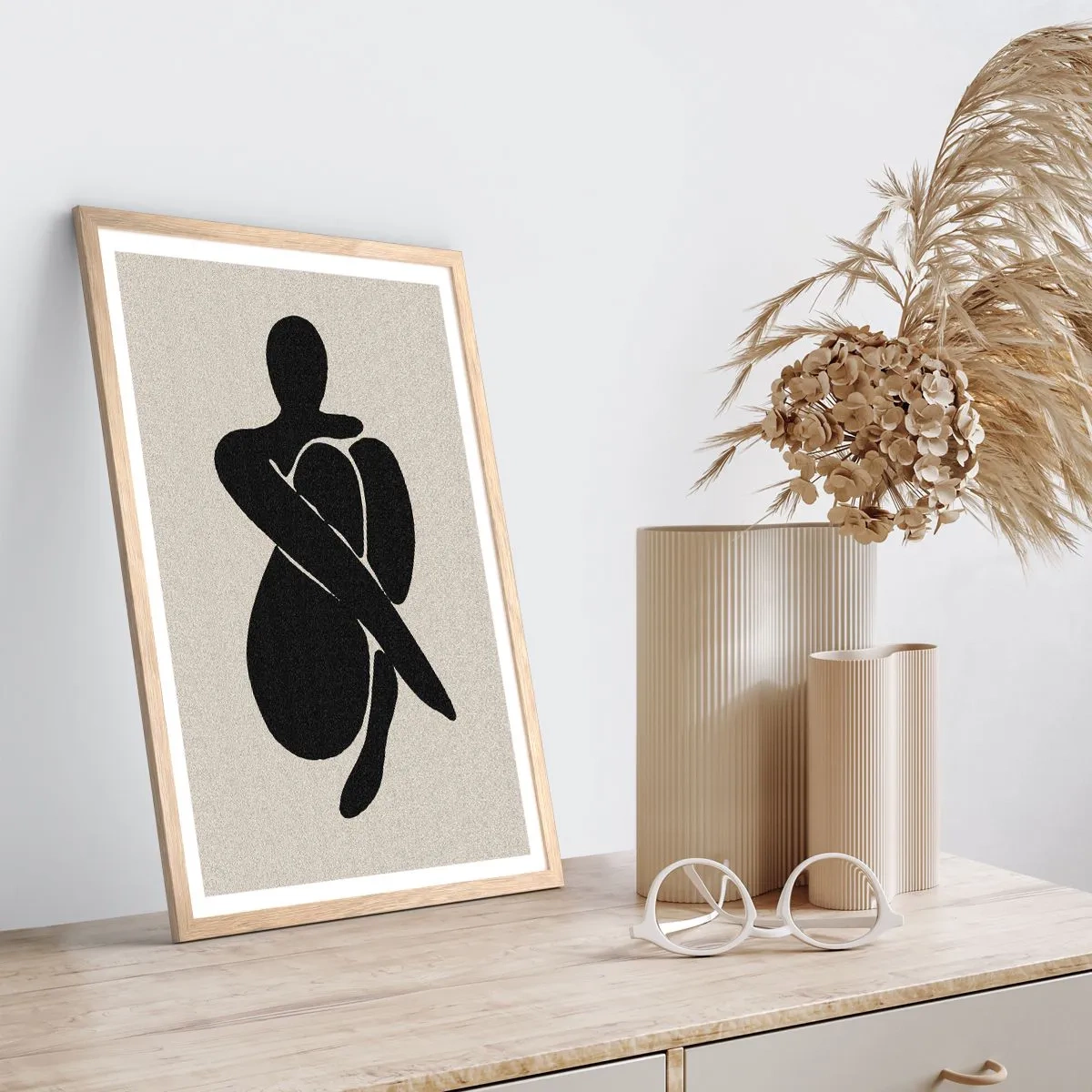 Poster in light oak frame - In Her Own Arms - 30x40 cm