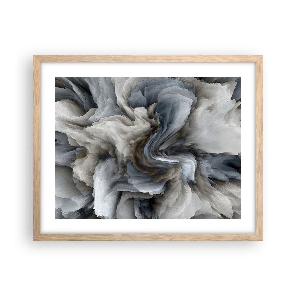 Poster in light oak frame - Stone and Flower - 50x40 cm