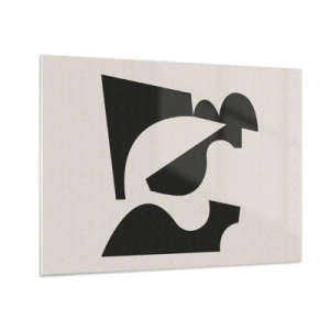 Glass picture - Abstract black and white geometric composition - 70x50cm - For Self-construction - Modern wall decoration for the living room and bedroom ARTTOR