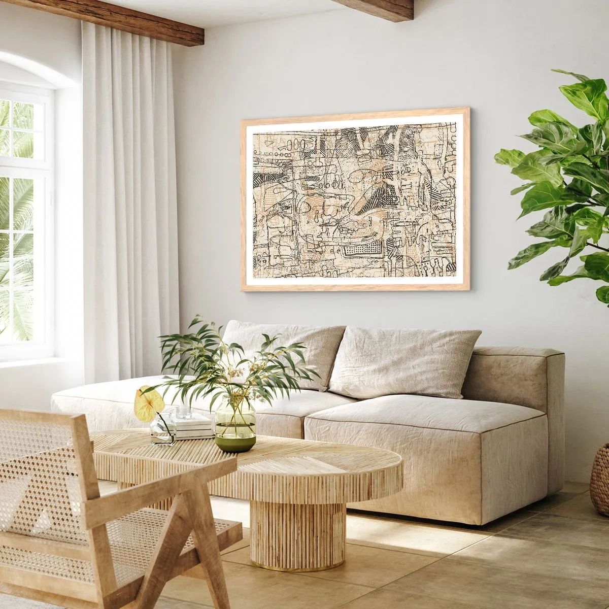 Poster in light oak frame - Waiting to Be Decoded - 70x50 cm