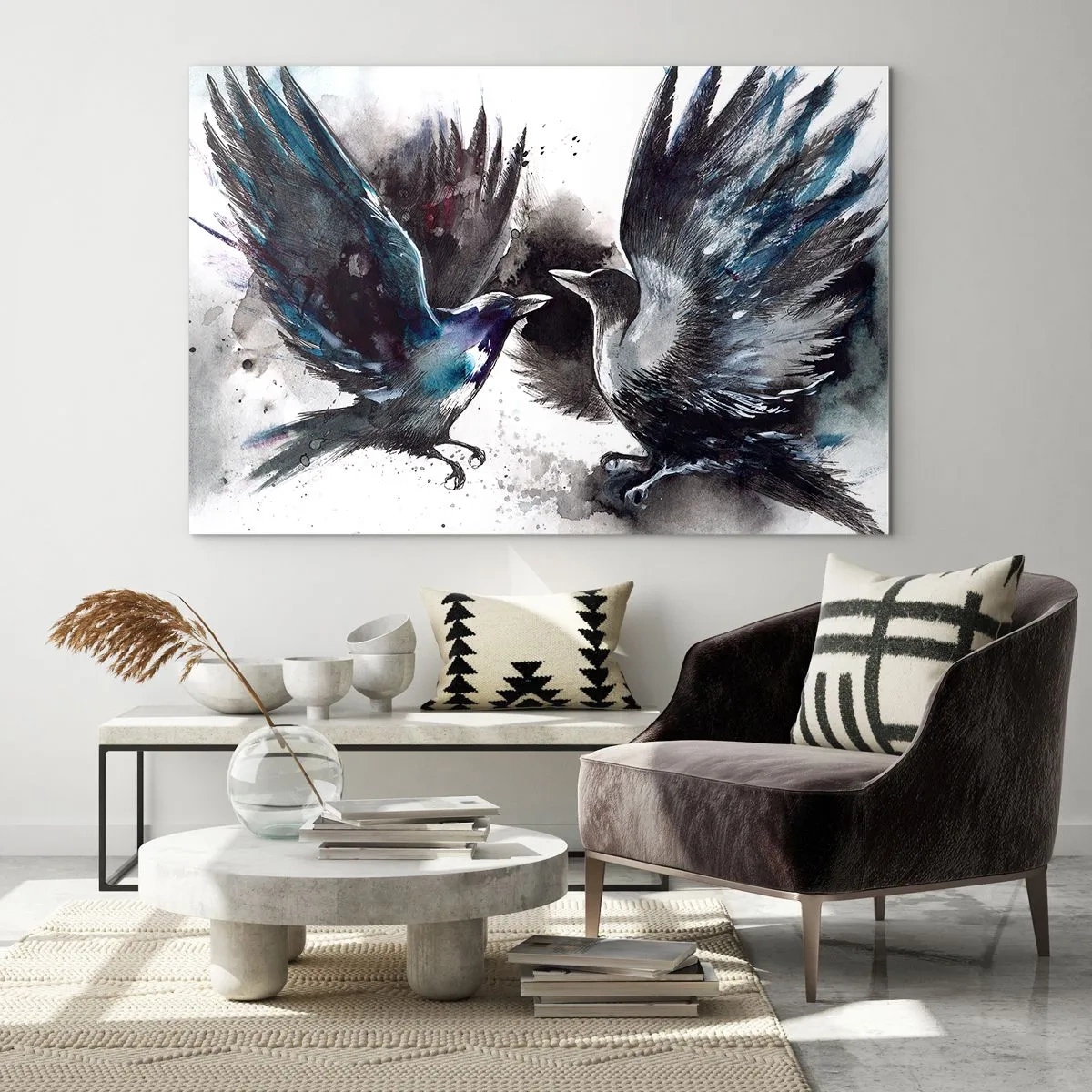 Glass picture - Two Crows - 120x80 cm