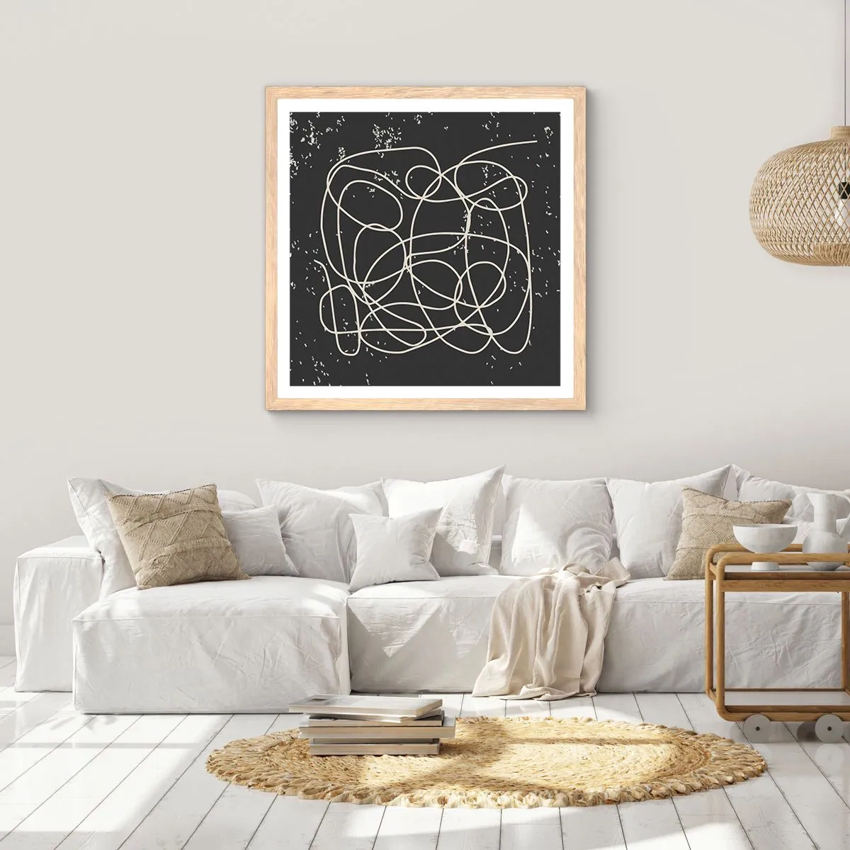 Poster in light oak frame - Lost Thoughts - 60x60 cm