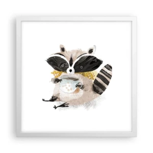 Poster in white frmae - My Friend Raccoon - 40x40 cm