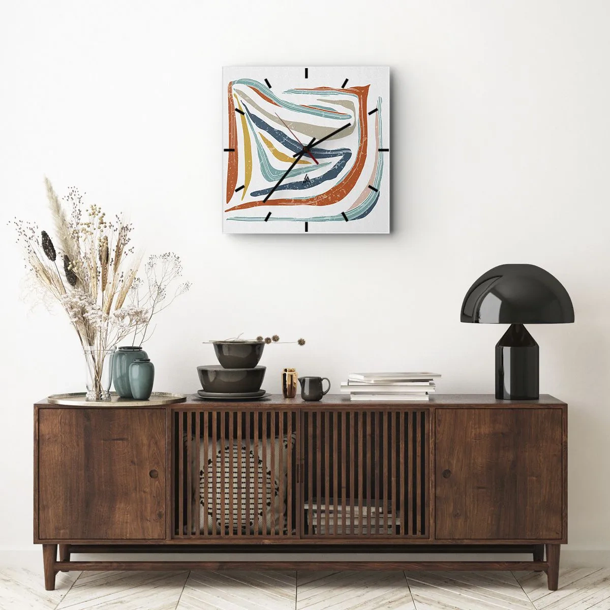 Wall clock - Clock on glass - Abstract with a Friendly Smile - 40x40 cm