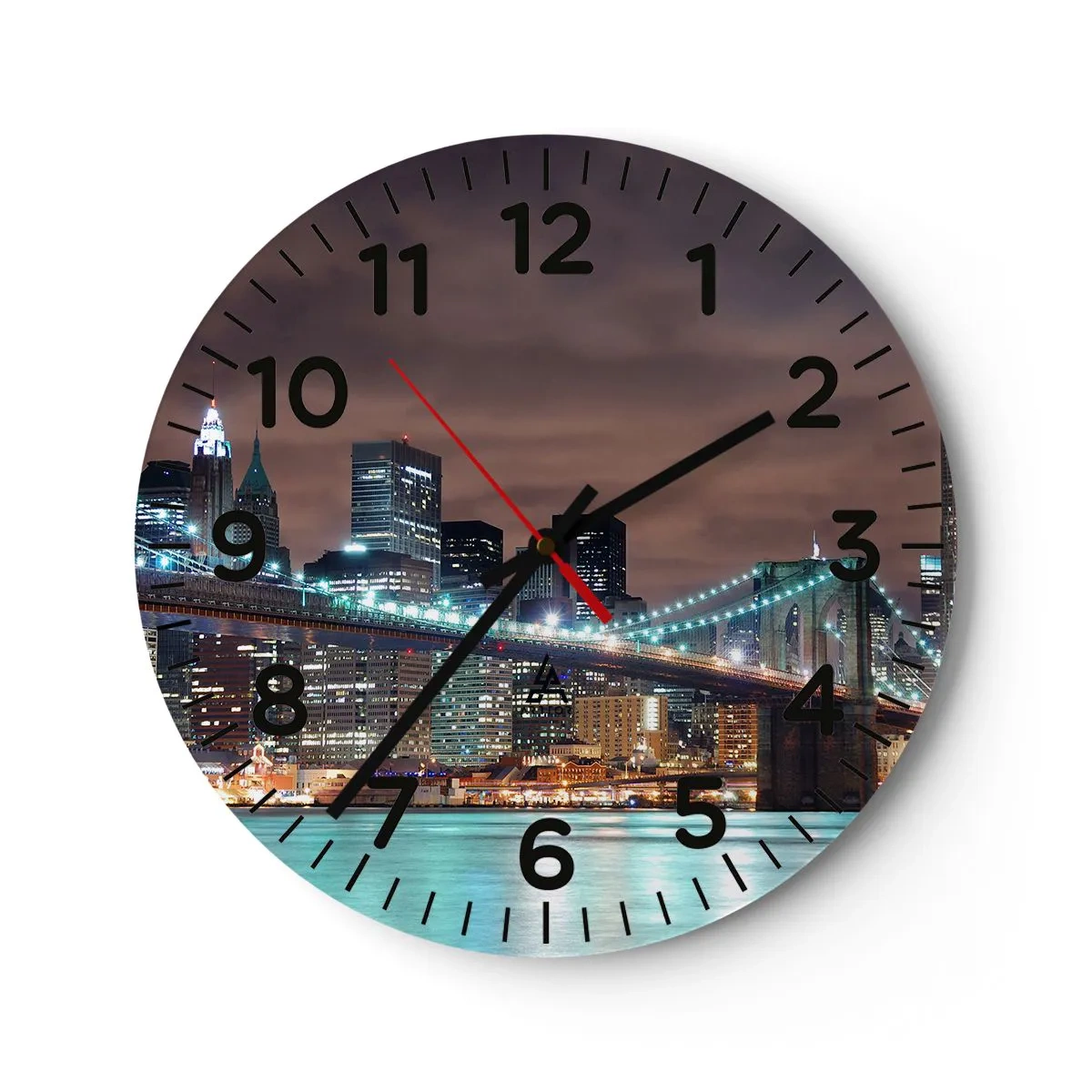 Wall clock - Clock on glass - Big City Lights - 40x40 cm