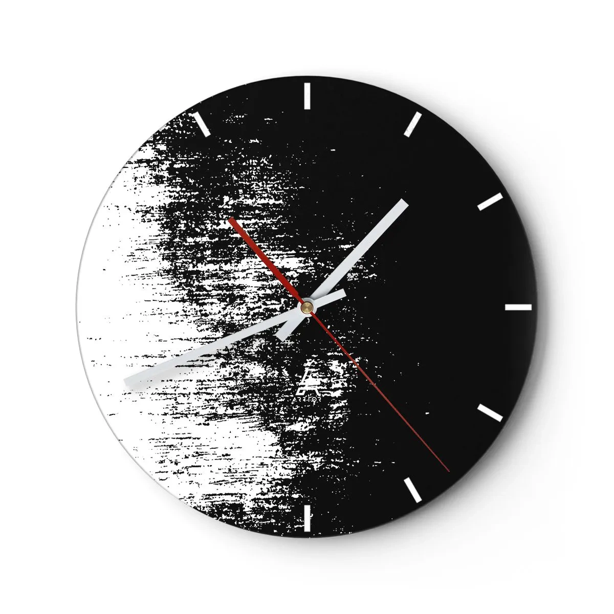 Wall clock - Clock on glass - Black and white abstract with a brushstroke effect - 30x30cm - And the Winner Is… - Modern wall decoration for the living room, kitchen, and bedroom ARTTOR