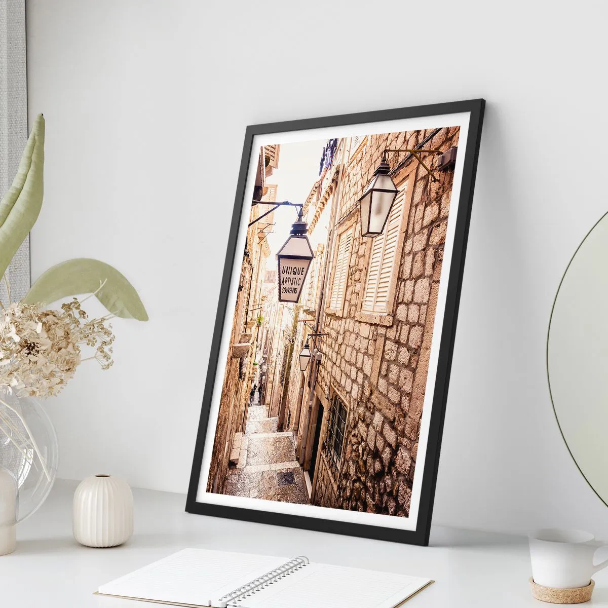 Poster in black frame - Charming Alley - 30x40 cm