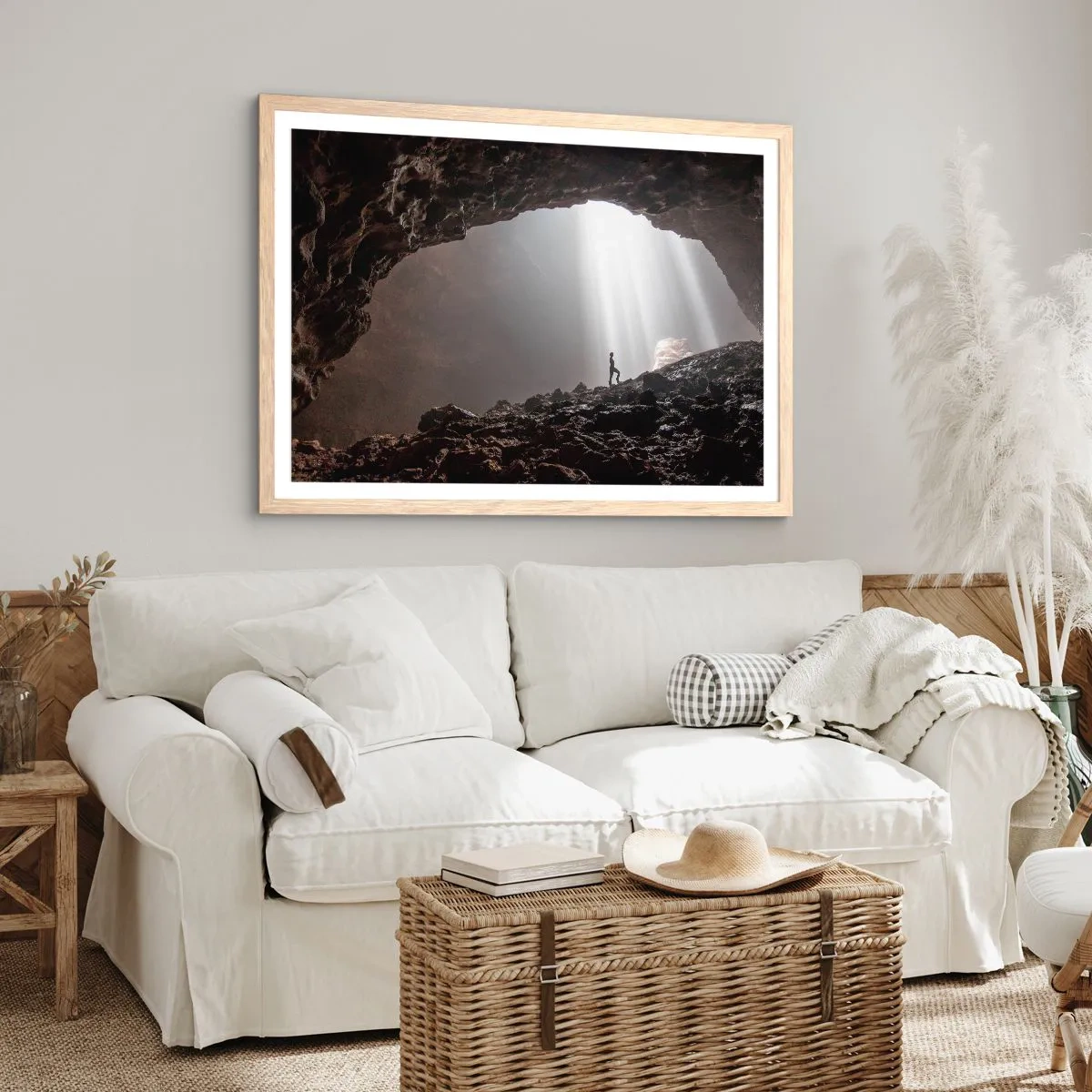 Poster in light oak frame - Luminous Grotto - 70x50 cm
