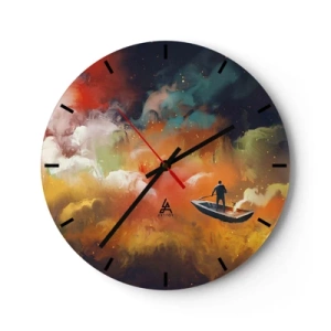 Wall clock - Clock on glass - Through the Galaxy in a Boat - 40x40 cm