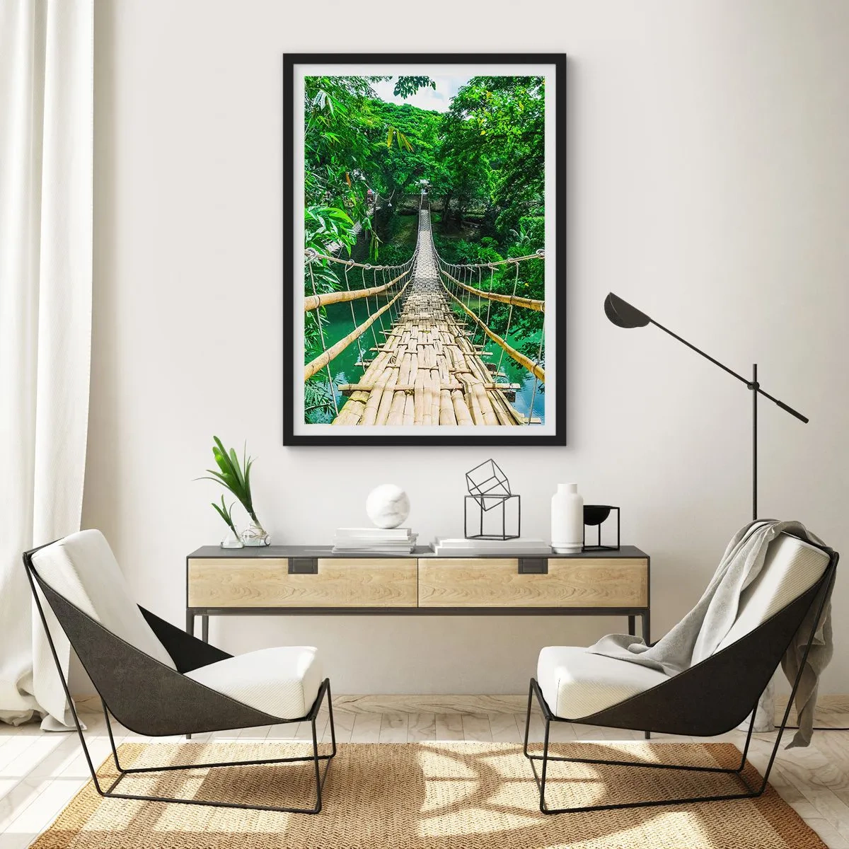 Poster in black frame - Small Bridge over the Green - 40x50 cm