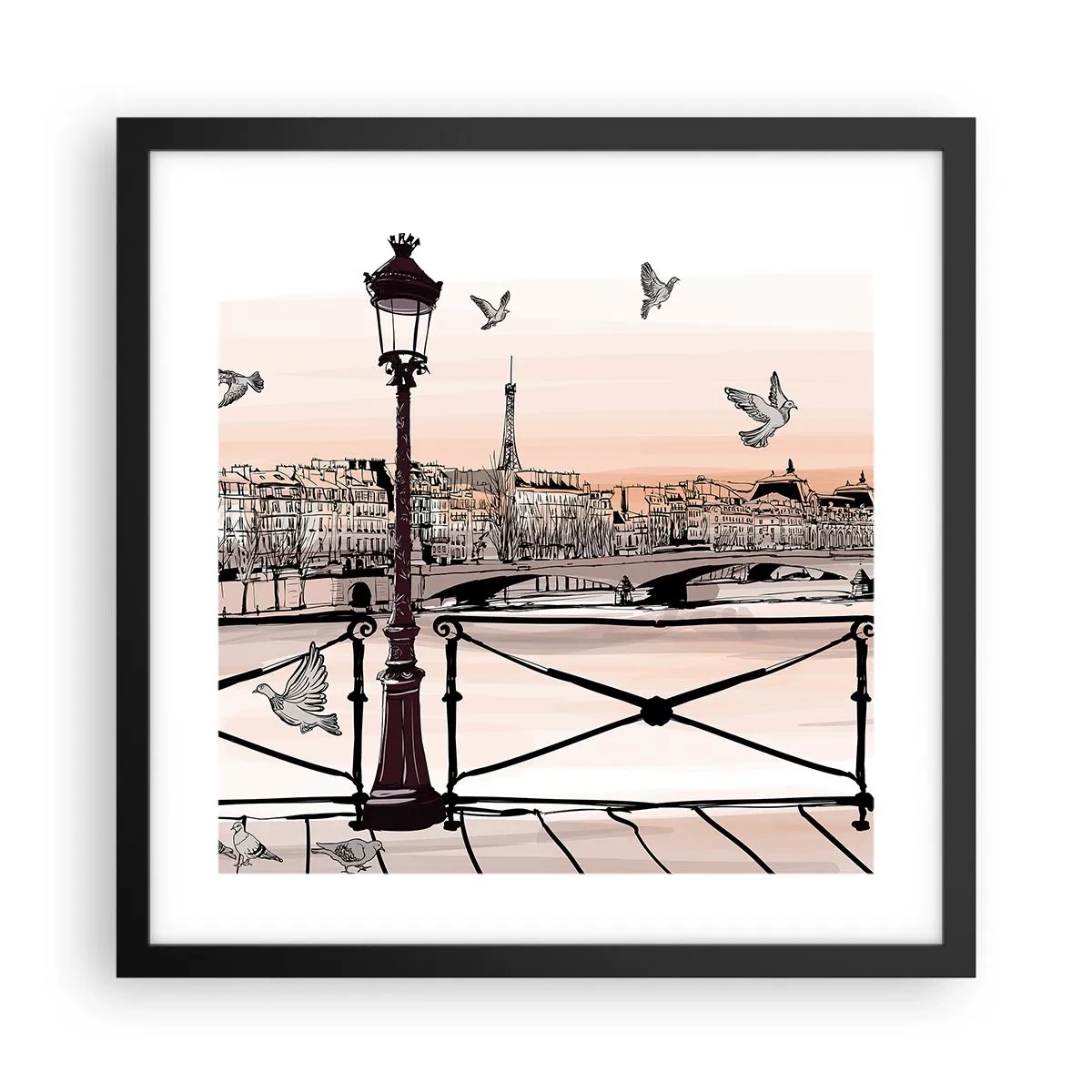 Poster in black frame - Over the Roofs of Paris - 40x40 cm