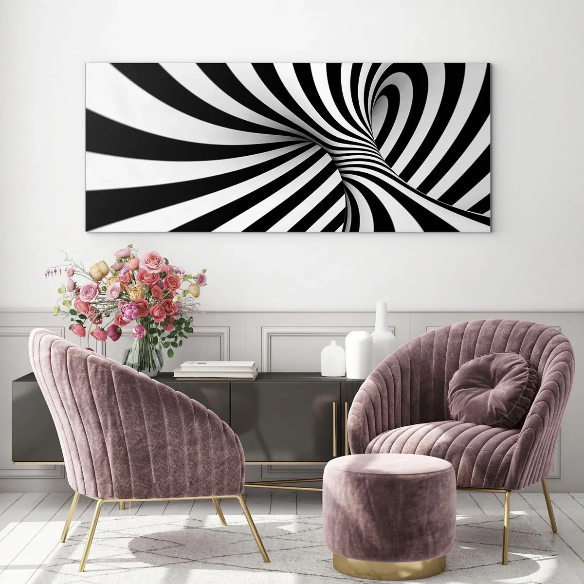 Glass picture - Composition: Dancing Space - 140x50 cm