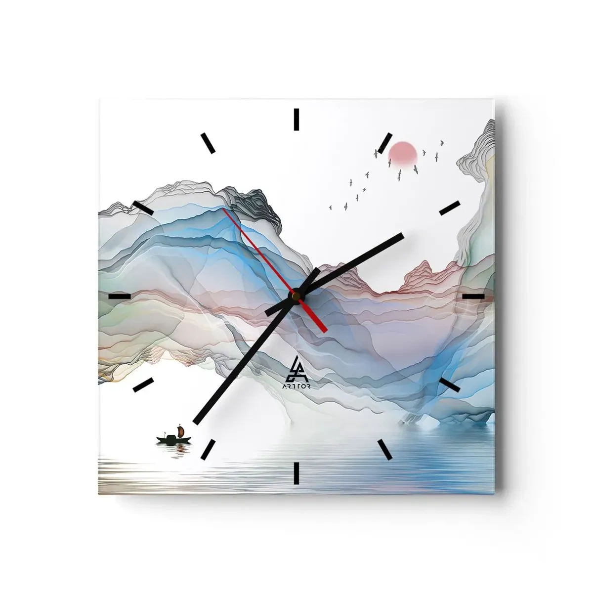 Wall clock - Clock on glass - Towards Crystal Mountains - 40x40 cm